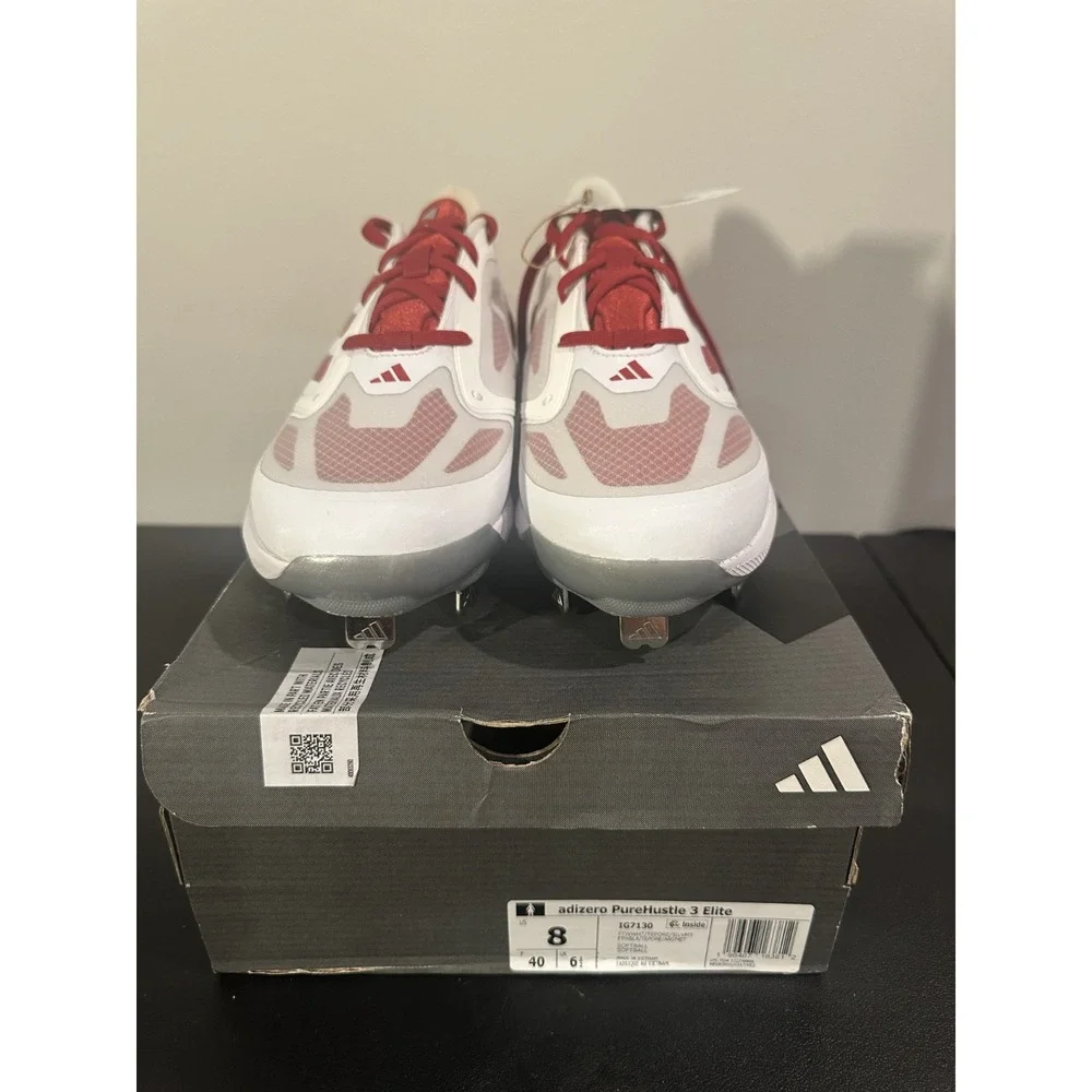 Adidas Adizero PureHustle 3 Elite Womens Softball Cleats White Red IG7130 Size 8